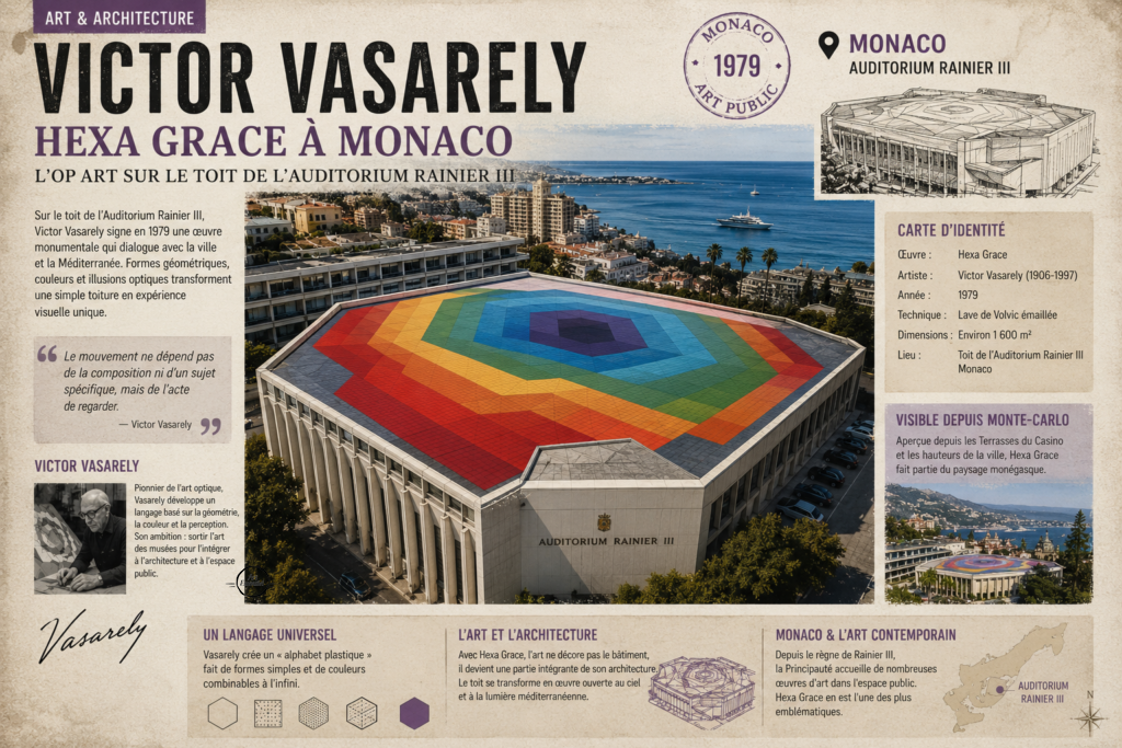 Victor Vasarely à Monaco : Hexa Grace, quand l’Op Art transforme un toit en œuvre monumentale